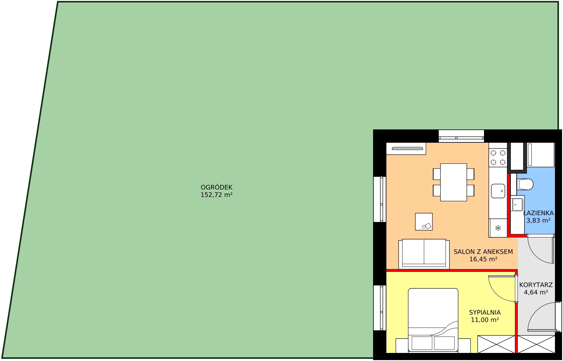 Zalety mieszkania 35.92 m², A303