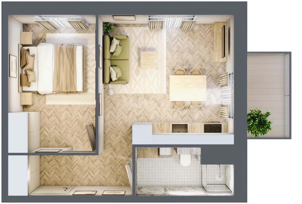 2 pokoje, mieszkanie 35,92 m², piętro 4, oferta nr A319, Osiedle Kompas, Gdańsk, Orunia Górna-Gdańsk Południe, Maćkowy, ul. Czerska 35