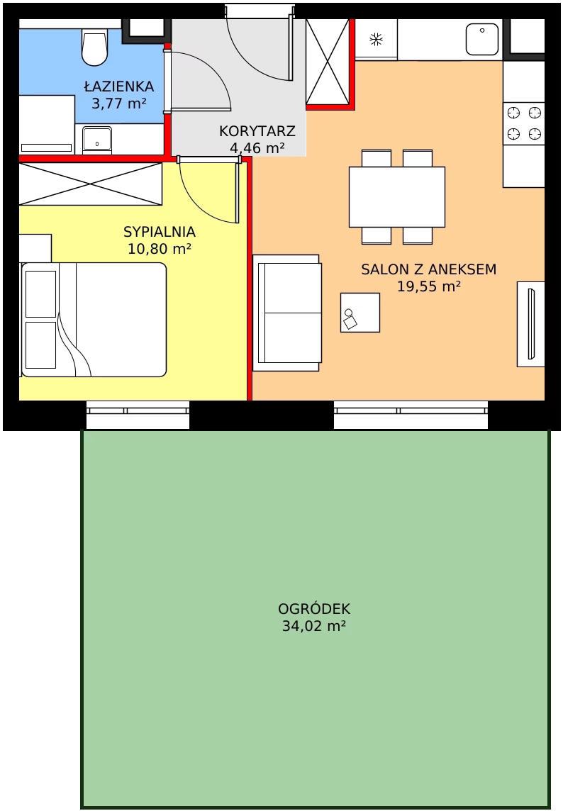 Zalety mieszkania 38.58 m², A203