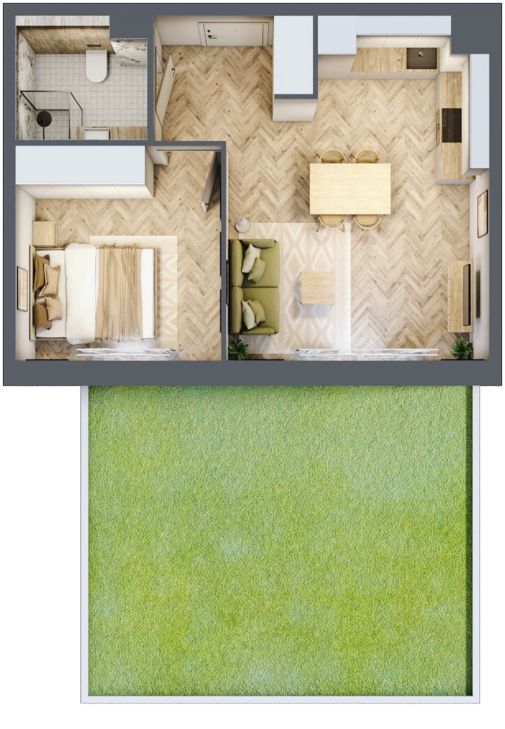 2 pokoje, mieszkanie 38,58 m², parter, oferta nr A203, Osiedle Kompas, Gdańsk, Orunia Górna-Gdańsk Południe, Maćkowy, ul. Czerska 35