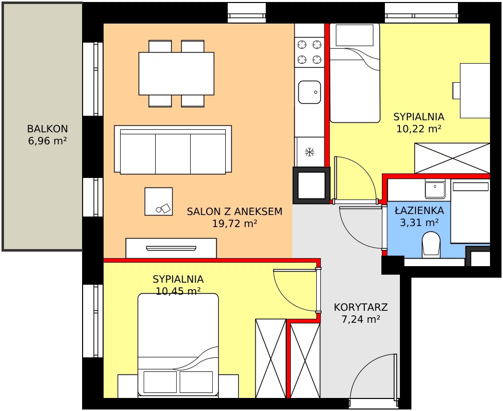 Zalety mieszkania 50.94 m², A106