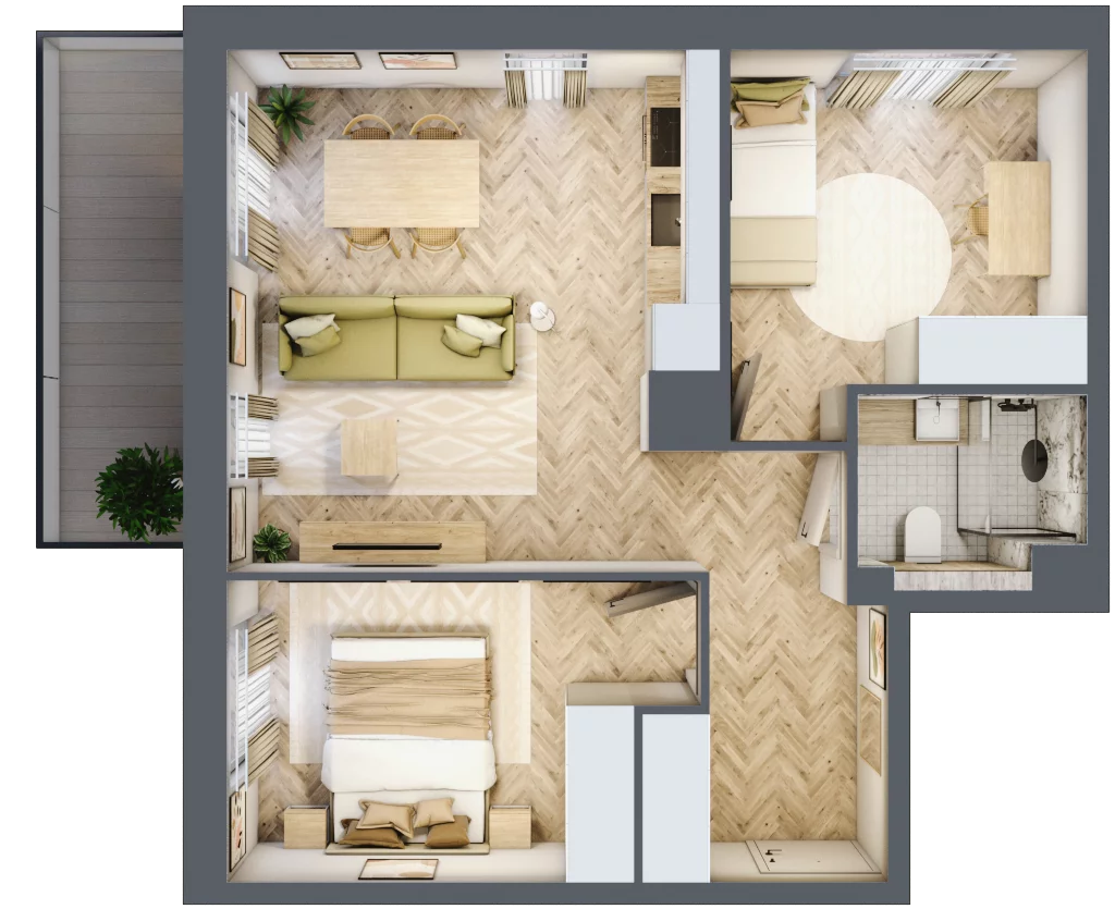 3 pokoje, mieszkanie 50,94 m², piętro 1, oferta nr A106, Osiedle Kompas, Gdańsk, Orunia Górna-Gdańsk Południe, Maćkowy, ul. Czerska 35