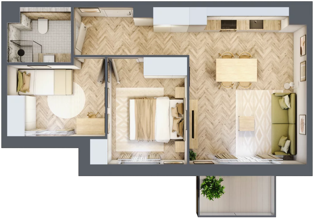 3 pokoje, mieszkanie 50,58 m², piętro 1, oferta nr A206, Osiedle Kompas, Gdańsk, Orunia Górna-Gdańsk Południe, Maćkowy, ul. Czerska 35