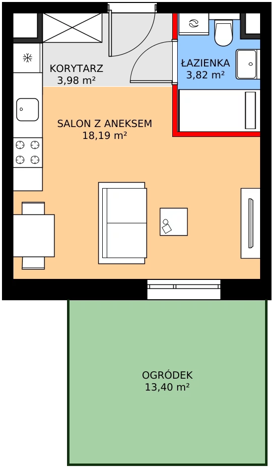Zalety mieszkania 25.99 m², A104