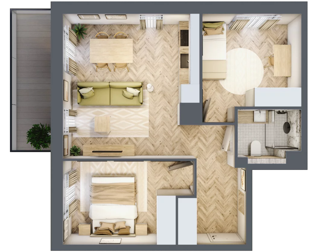 3 pokoje, mieszkanie 50,94 m², piętro 3, oferta nr A114, Osiedle Kompas, Gdańsk, Orunia Górna-Gdańsk Południe, Maćkowy, ul. Czerska 35