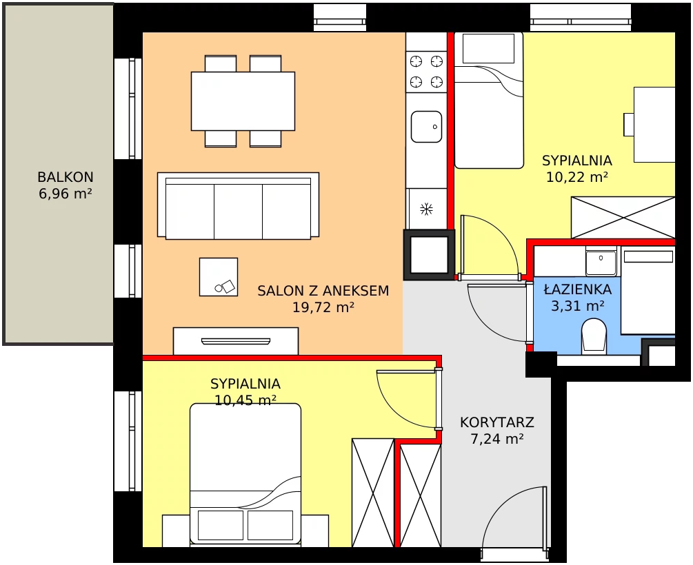 Zalety mieszkania 50.94 m², A122