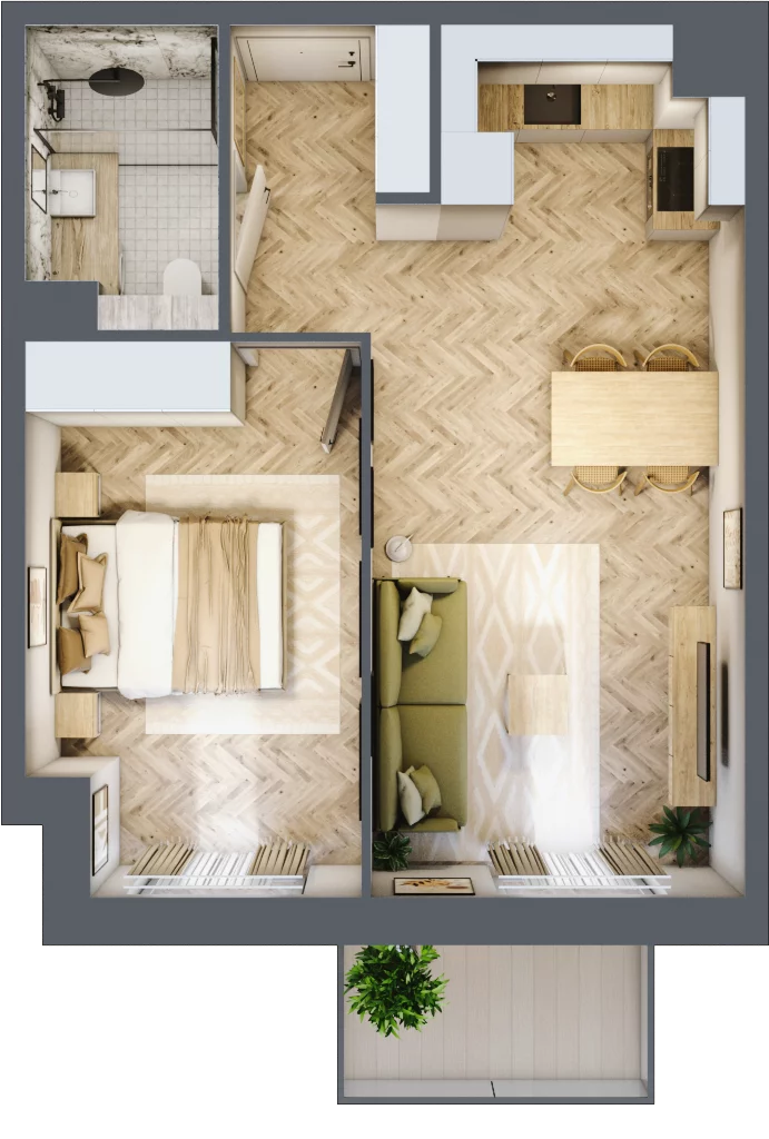 2 pokoje, mieszkanie 41,22 m², piętro 4, oferta nr C90, Osiedle Kompas, Gdańsk, Orunia Górna-Gdańsk Południe, Maćkowy, ul. Czerska 35