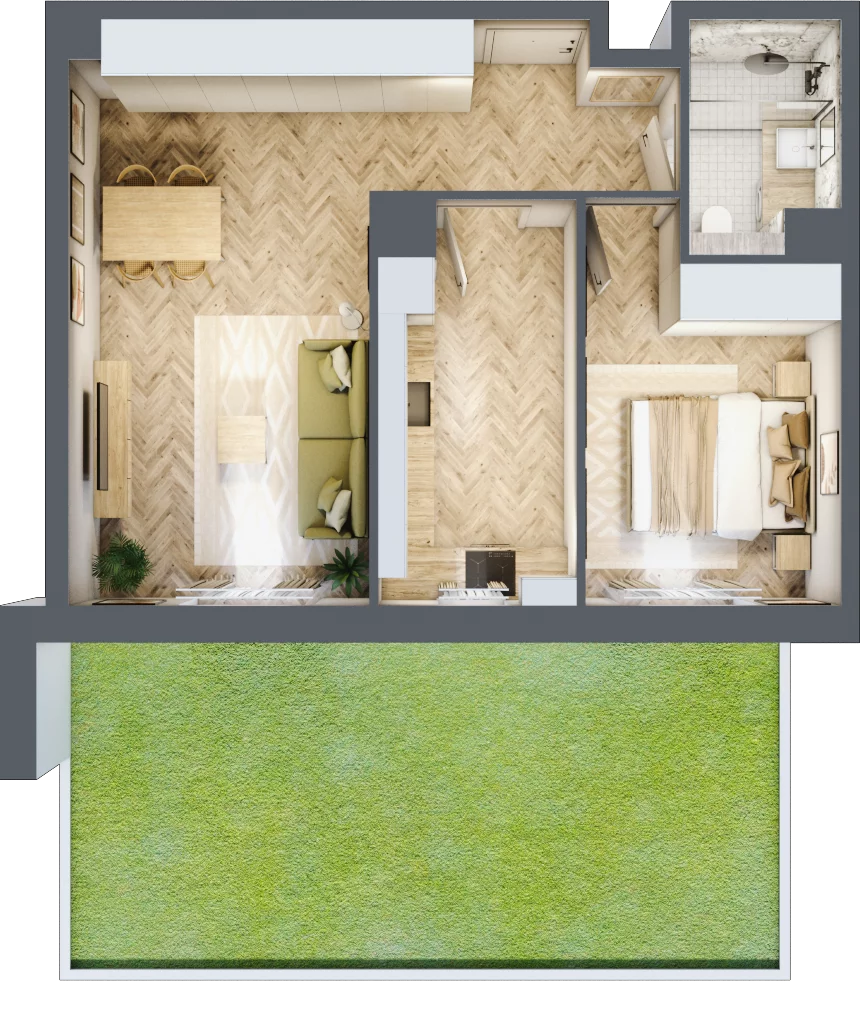 2 pokoje, mieszkanie 48,73 m², parter, oferta nr C26, Osiedle Kompas, Gdańsk, Orunia Górna-Gdańsk Południe, Maćkowy, ul. Czerska 35