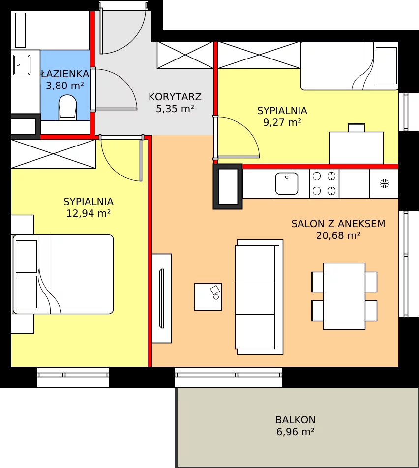 Zalety mieszkania 52.04 m², C88