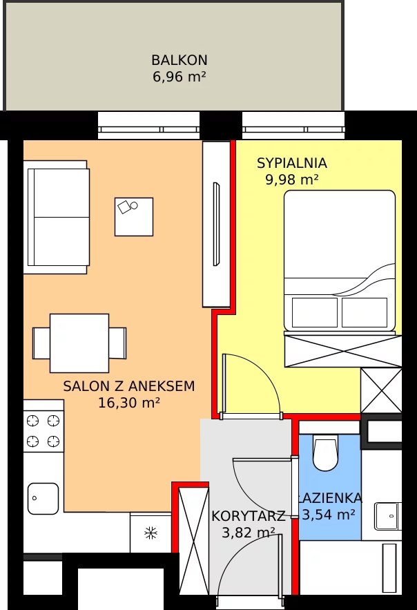 Zalety mieszkania 33.64 m², C57