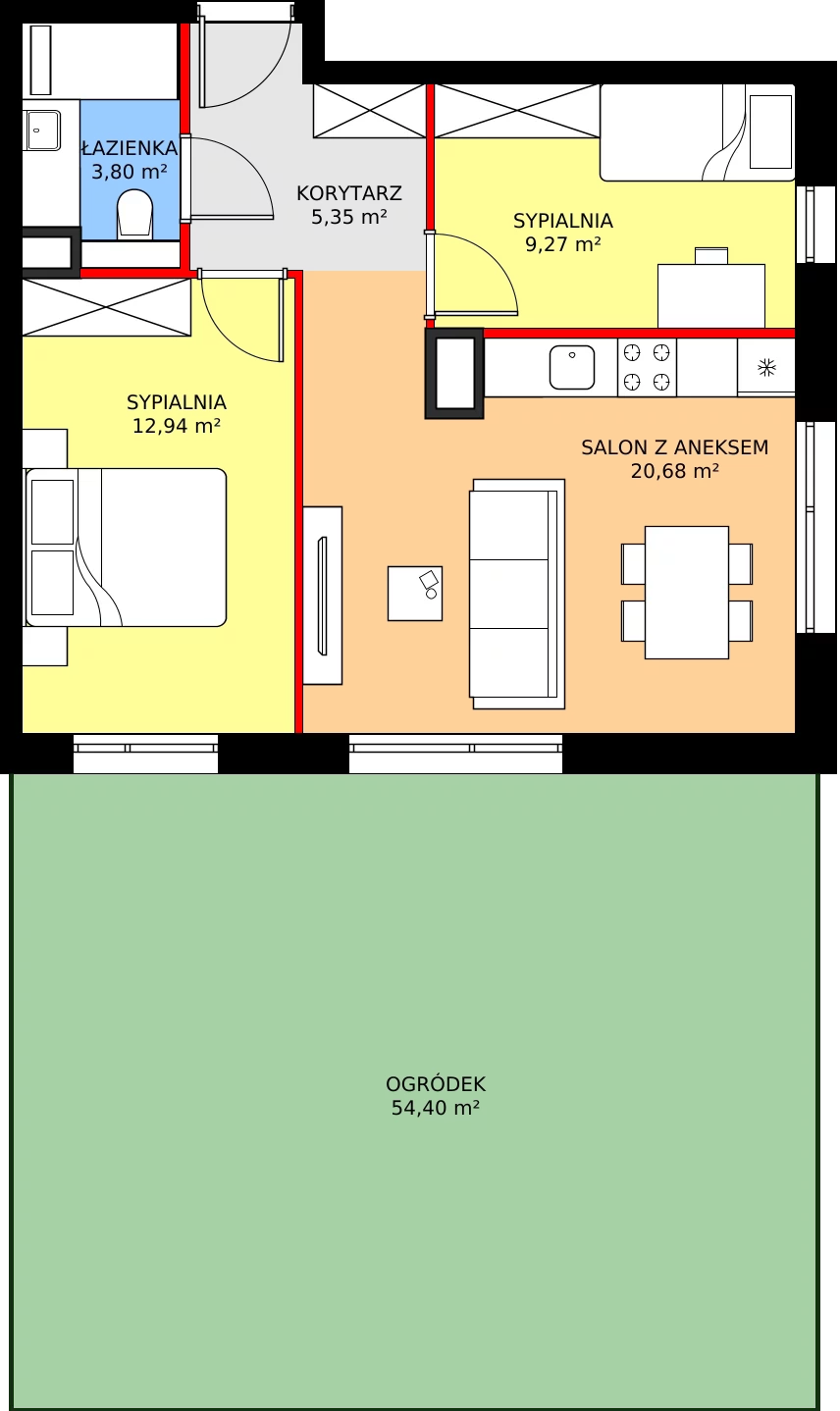 Zalety mieszkania 52.04 m², C36