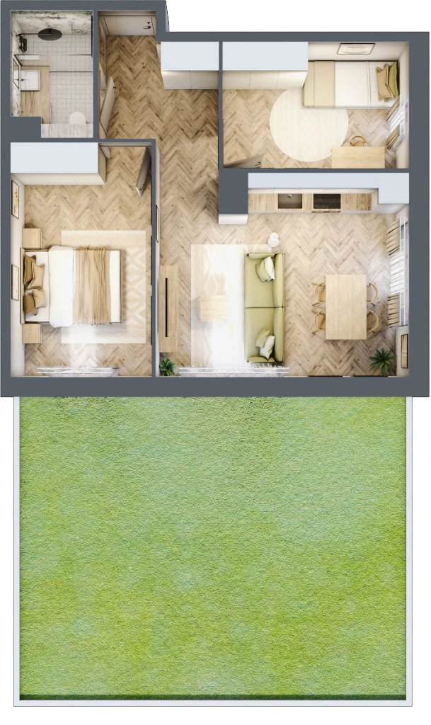3 pokoje, mieszkanie 52,04 m², parter, oferta nr C36, Osiedle Kompas, Gdańsk, Orunia Górna-Gdańsk Południe, Maćkowy, ul. Czerska 35