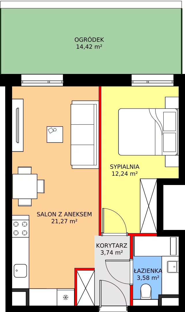 Zalety mieszkania 40.83 m², C30