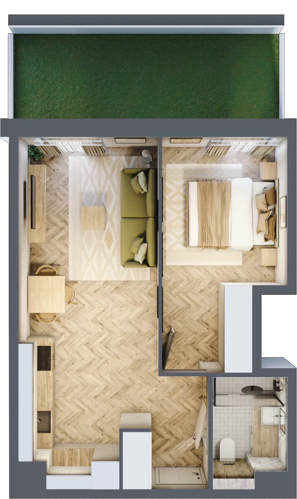 2 pokoje, mieszkanie 40,83 m², parter, oferta nr C30, Osiedle Kompas, Gdańsk, Orunia Górna-Gdańsk Południe, Maćkowy, ul. Czerska 35