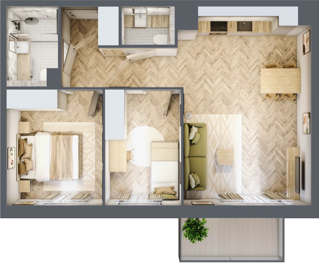 3 pokoje, mieszkanie 57,26 m², piętro 1, oferta nr C53, Osiedle Kompas, Gdańsk, Orunia Górna-Gdańsk Południe, Maćkowy, ul. Czerska 35