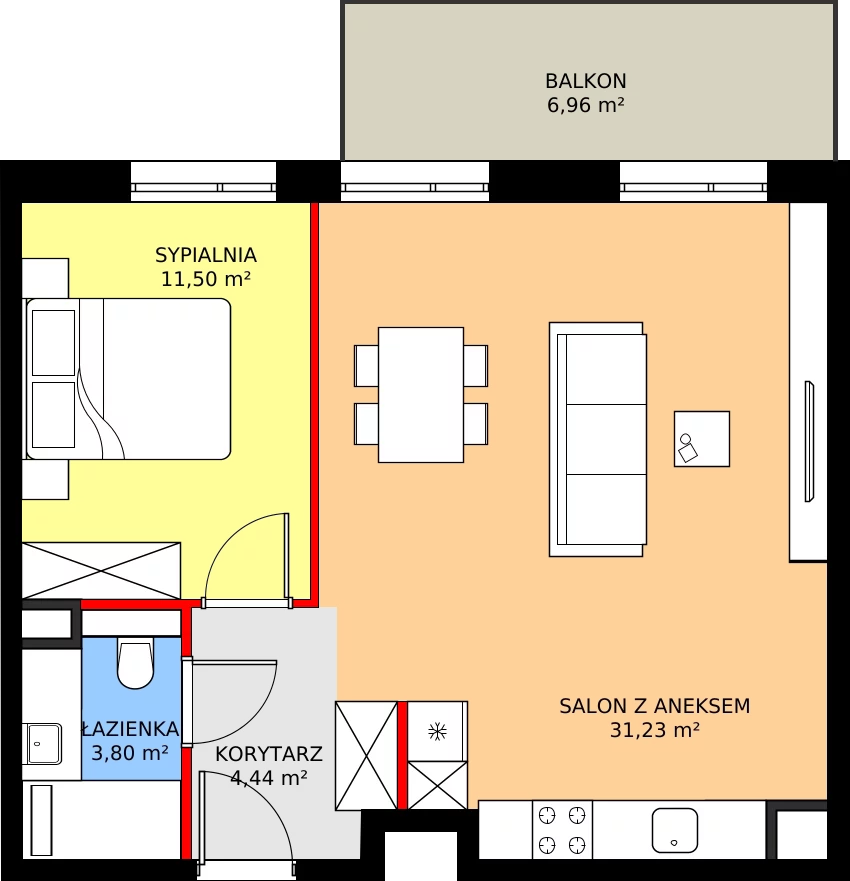 Zalety mieszkania 50.97 m², C62