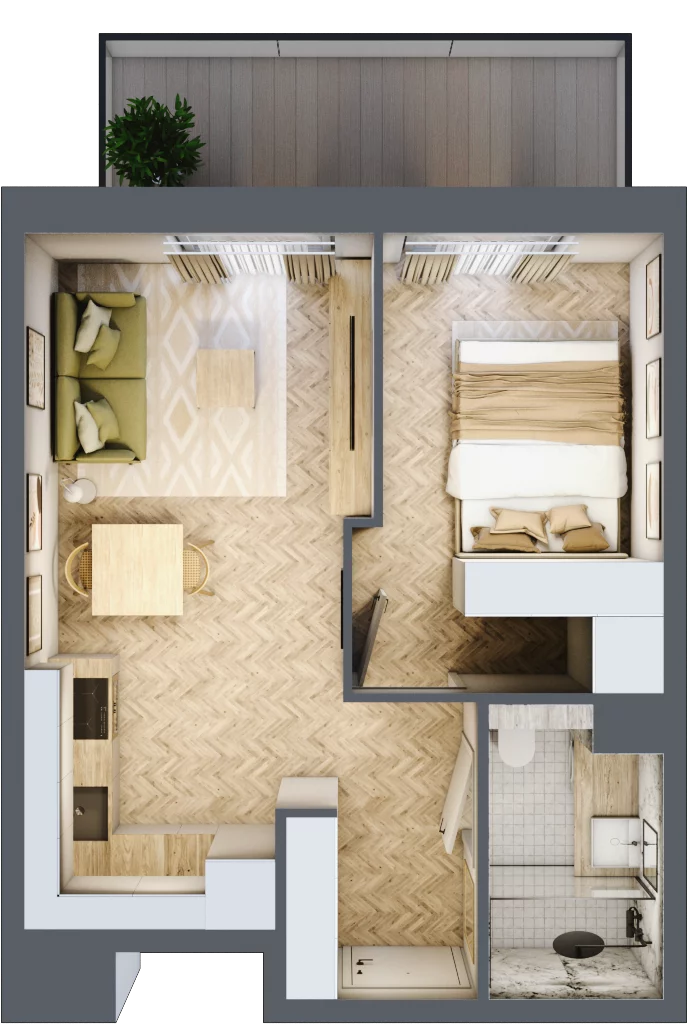 2 pokoje, mieszkanie 33,65 m², piętro 4, oferta nr C85, Osiedle Kompas, Gdańsk, Orunia Górna-Gdańsk Południe, Maćkowy, ul. Czerska 35