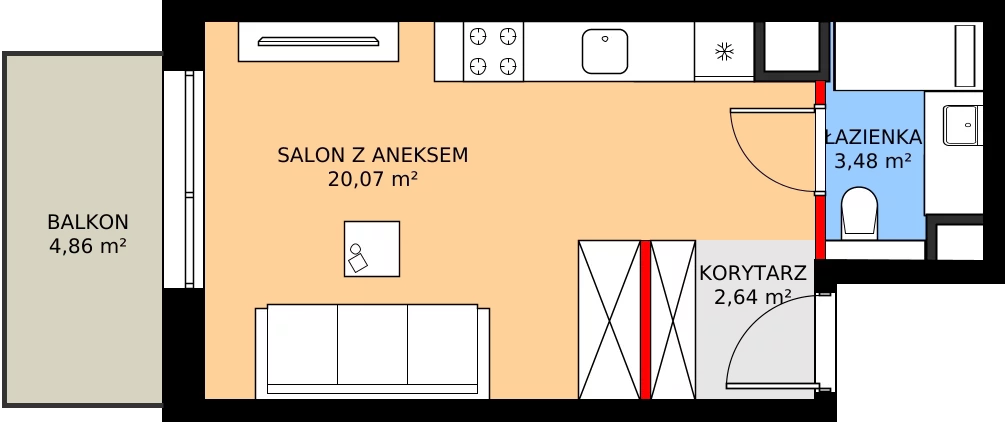 Zalety mieszkania 26.19 m², C23