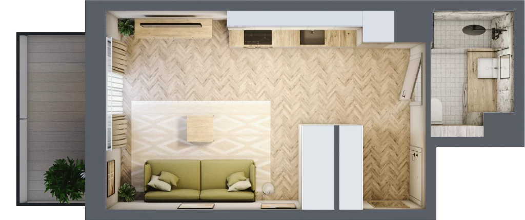 1 pokój, mieszkanie 26,19 m², piętro 4, oferta nr C23, Osiedle Kompas, Gdańsk, Orunia Górna-Gdańsk Południe, Maćkowy, ul. Czerska 35