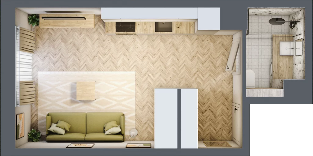 1 pokój, mieszkanie 26,19 m², piętro 3, oferta nr C18, Osiedle Kompas, Gdańsk, Orunia Górna-Gdańsk Południe, Maćkowy, ul. Czerska 35
