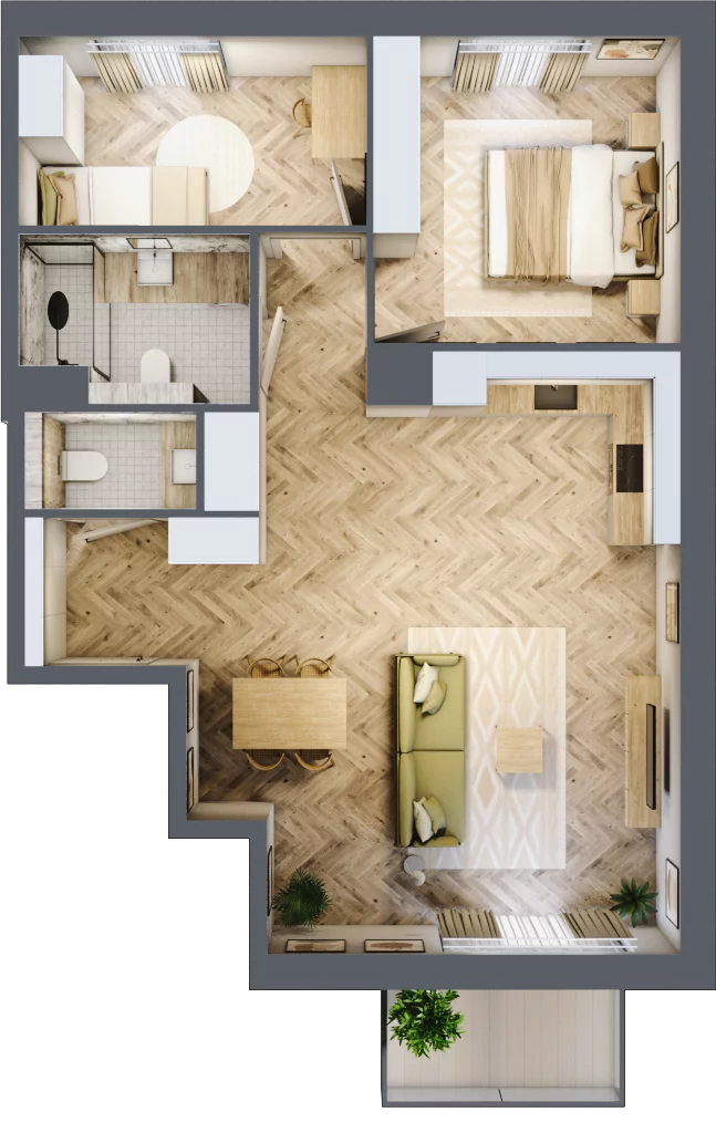 3 pokoje, mieszkanie 66,28 m², piętro 2, oferta nr C15, Osiedle Kompas, Gdańsk, Orunia Górna-Gdańsk Południe, Maćkowy, ul. Czerska 35