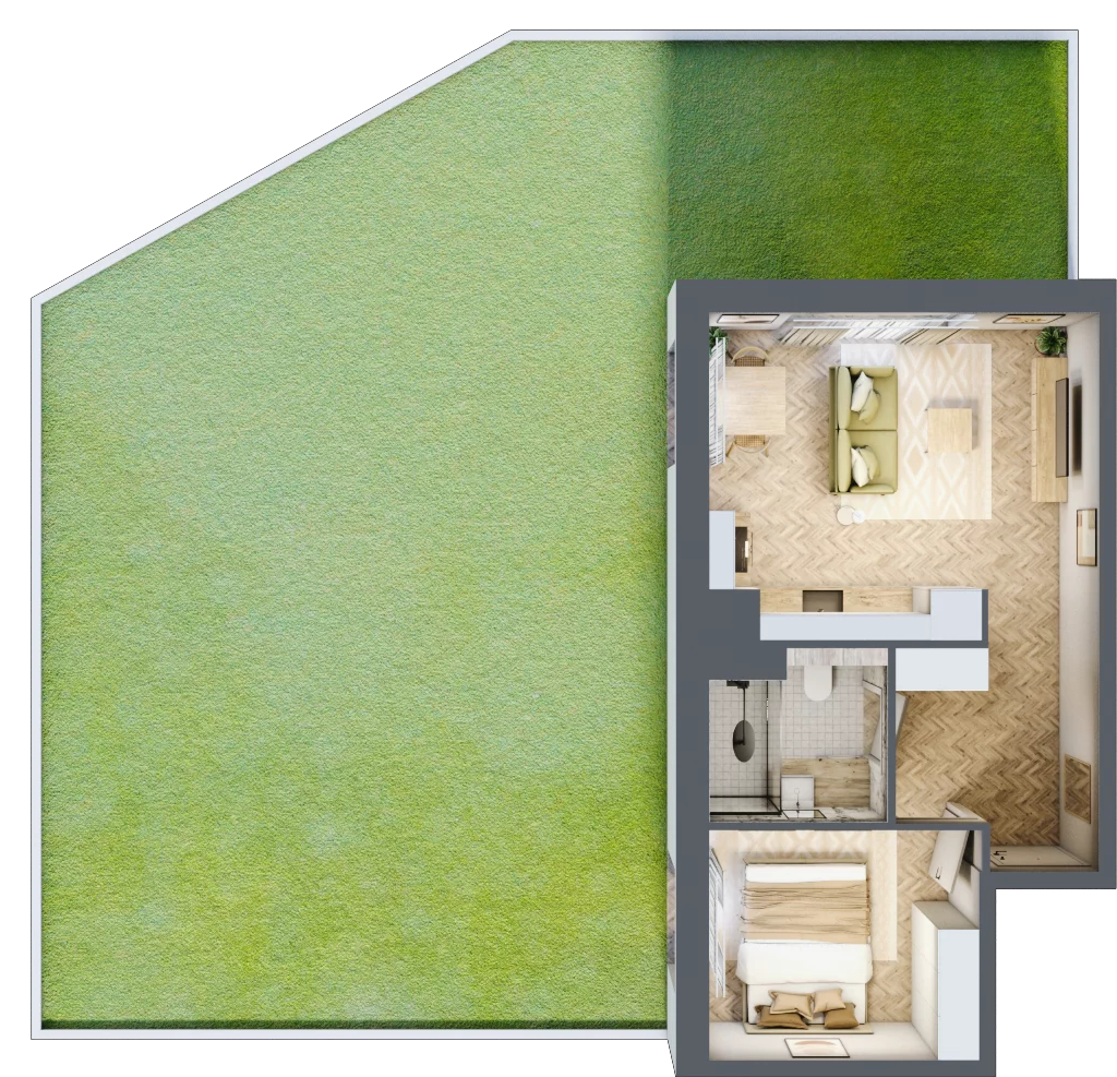 2 pokoje, mieszkanie 35,68 m², parter, oferta nr C28, Osiedle Kompas, Gdańsk, Orunia Górna-Gdańsk Południe, Maćkowy, ul. Czerska 35