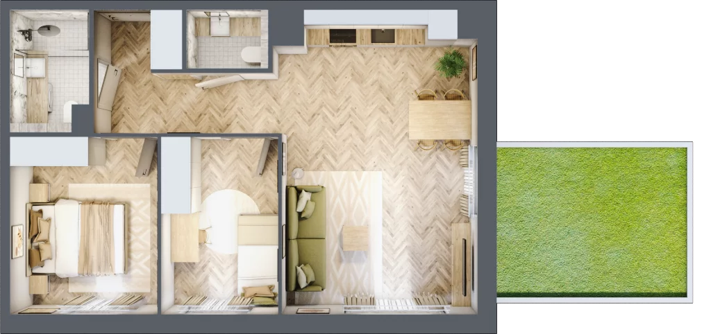 3 pokoje, mieszkanie 57,26 m², piętro 5, oferta nr C95, Osiedle Kompas, Gdańsk, Orunia Górna-Gdańsk Południe, Maćkowy, ul. Czerska 35