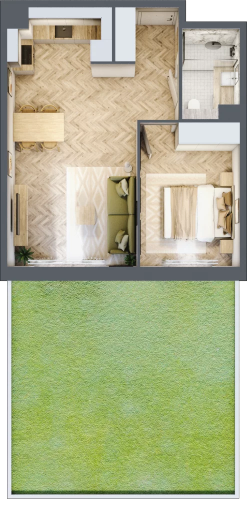 2 pokoje, mieszkanie 44,49 m², parter, oferta nr C37, Osiedle Kompas, Gdańsk, Orunia Górna-Gdańsk Południe, Maćkowy, ul. Czerska 35