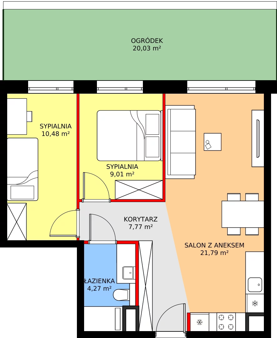 Zalety mieszkania 53.32 m², C32