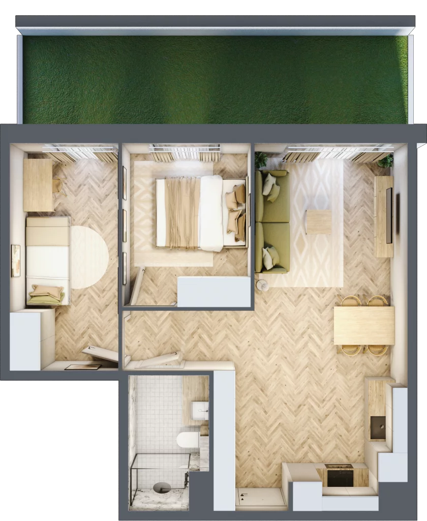 3 pokoje, mieszkanie 53,32 m², parter, oferta nr C32, Osiedle Kompas, Gdańsk, Orunia Górna-Gdańsk Południe, Maćkowy, ul. Czerska 35