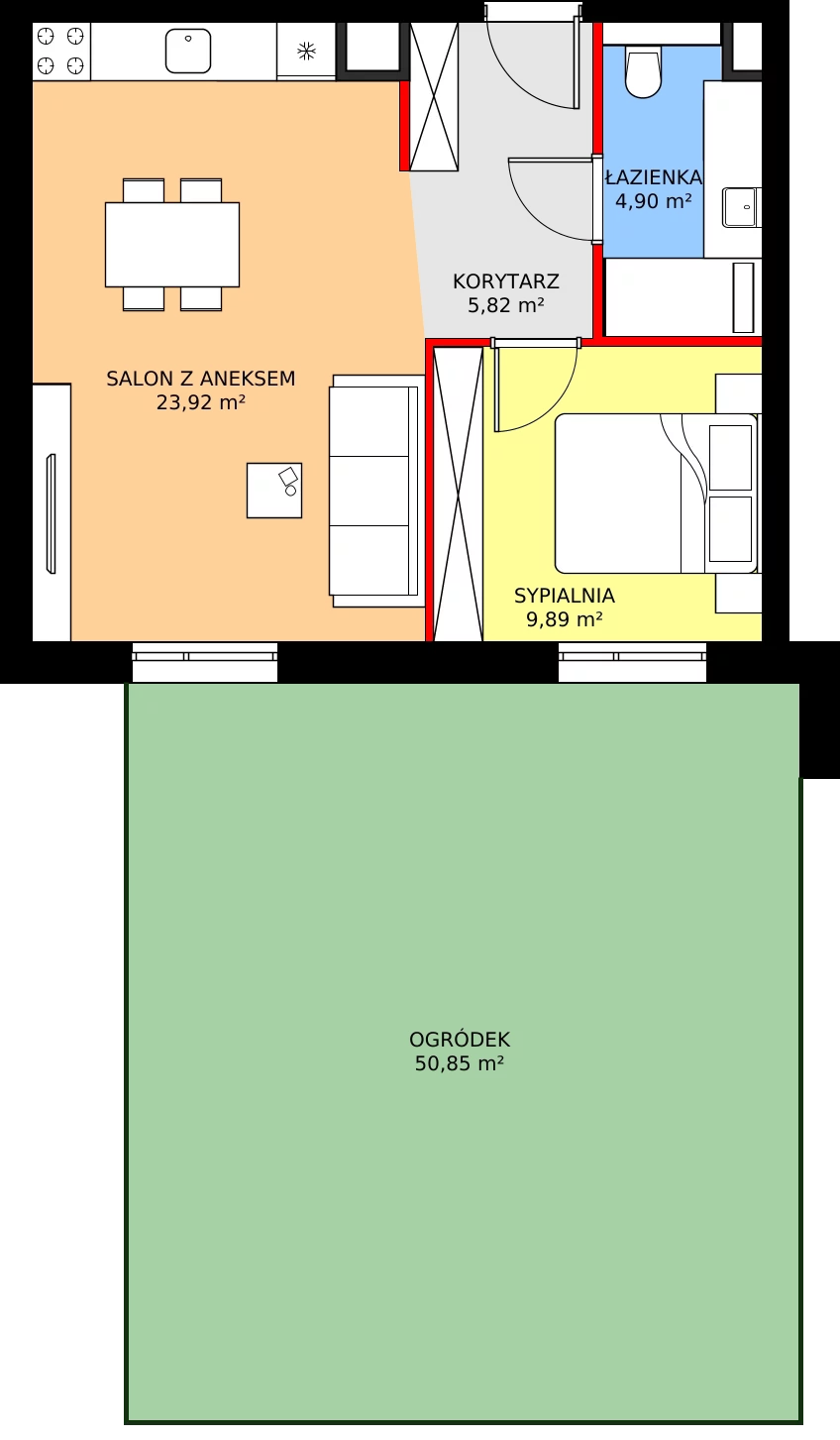 Zalety mieszkania 44.54 m², C39