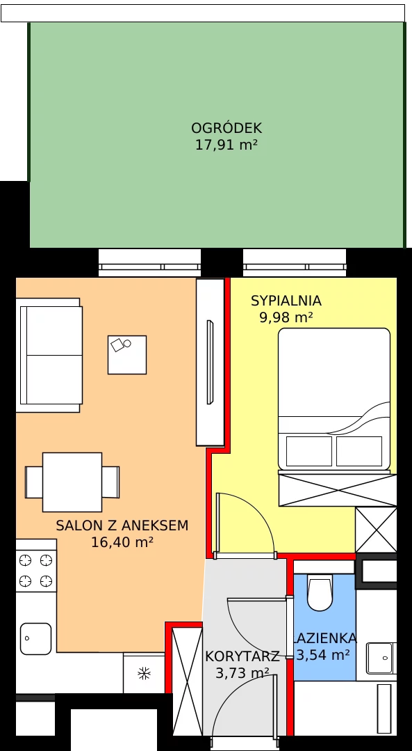 Zalety mieszkania 33.65 m², C33