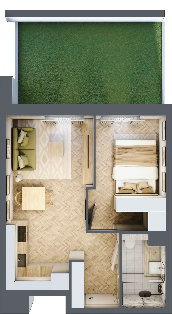 2 pokoje, mieszkanie 33,65 m², parter, oferta nr C33, Osiedle Kompas, Gdańsk, Orunia Górna-Gdańsk Południe, Maćkowy, ul. Czerska 35