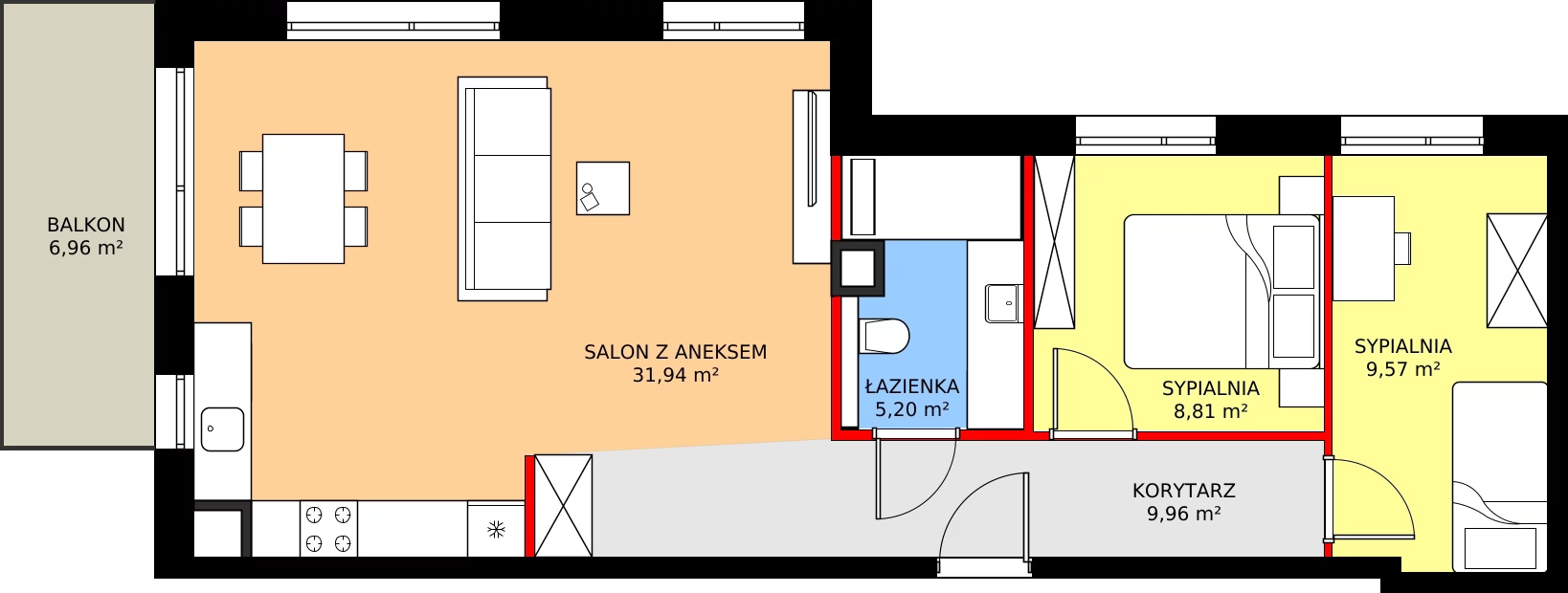 Zalety mieszkania 65.48 m², C09
