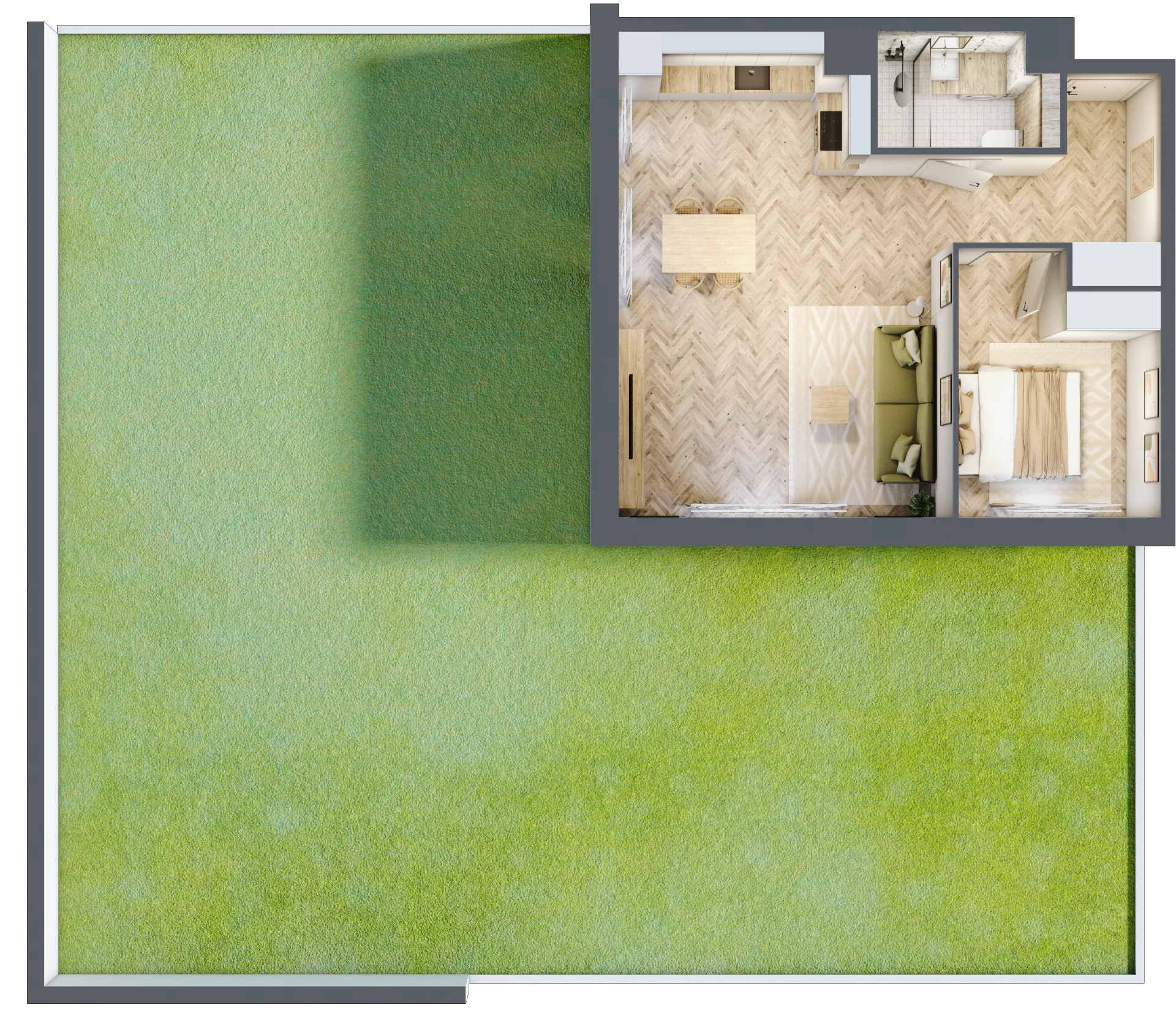 2 pokoje, mieszkanie 47,97 m², parter, oferta nr C02, Osiedle Kompas, Gdańsk, Orunia Górna-Gdańsk Południe, Maćkowy, ul. Czerska 35