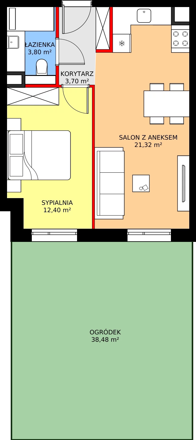 Zalety mieszkania 41.22 m², C38