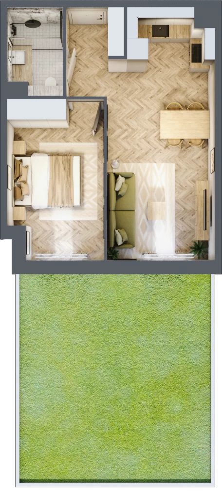 2 pokoje, mieszkanie 41,22 m², parter, oferta nr C38, Osiedle Kompas, Gdańsk, Orunia Górna-Gdańsk Południe, Maćkowy, ul. Czerska 35