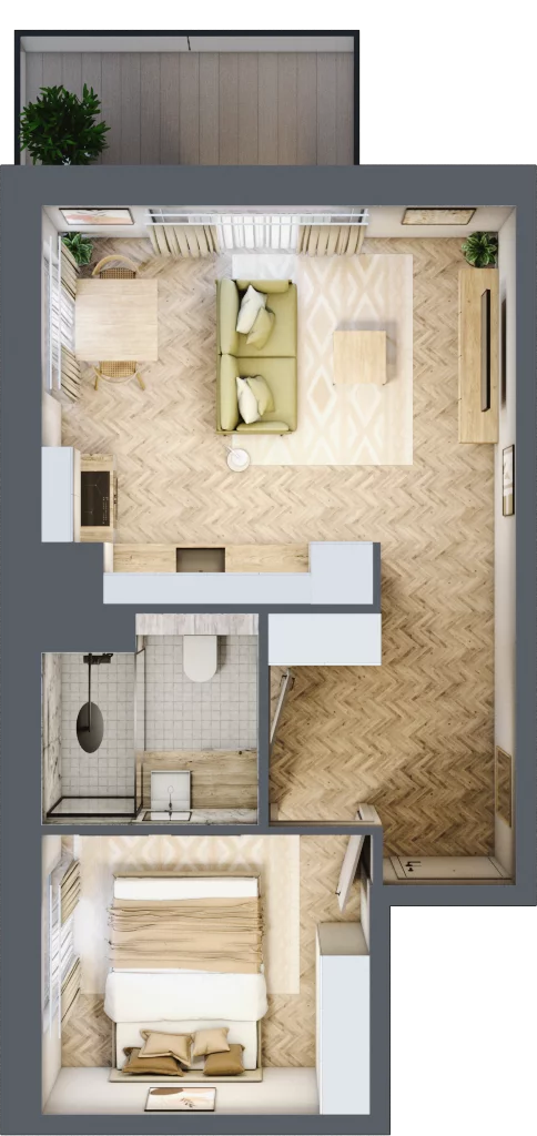 2 pokoje, mieszkanie 35,68 m², piętro 3, oferta nr C70, Osiedle Kompas, Gdańsk, Orunia Górna-Gdańsk Południe, Maćkowy, ul. Czerska 35