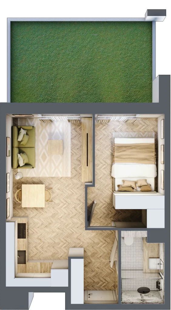 2 pokoje, mieszkanie 33,64 m², parter, oferta nr C29, Osiedle Kompas, Gdańsk, Orunia Górna-Gdańsk Południe, Maćkowy, ul. Czerska 35