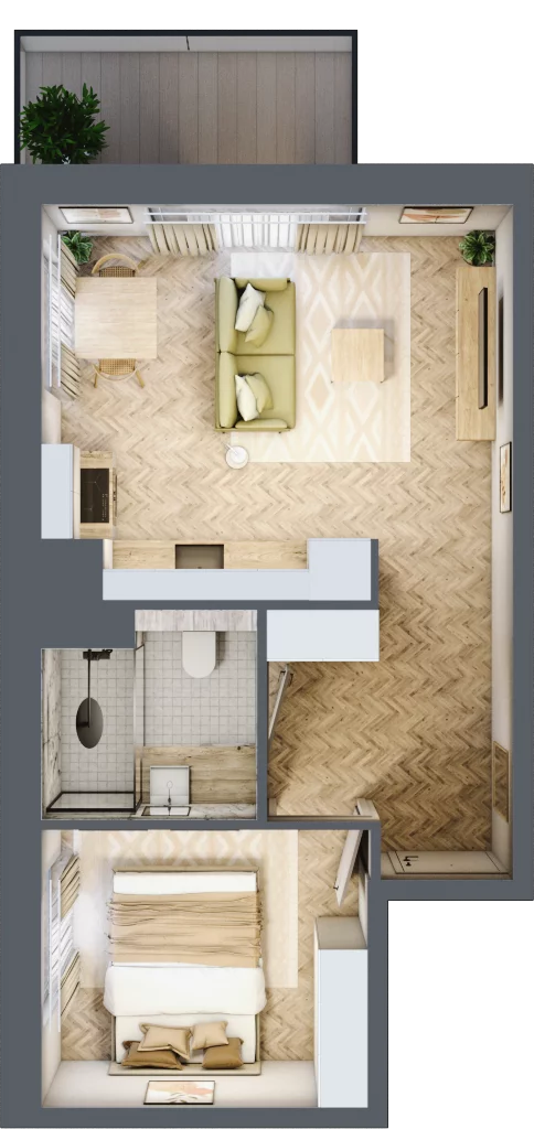 2 pokoje, mieszkanie 35,68 m², piętro 2, oferta nr C56, Osiedle Kompas, Gdańsk, Orunia Górna-Gdańsk Południe, Maćkowy, ul. Czerska 35
