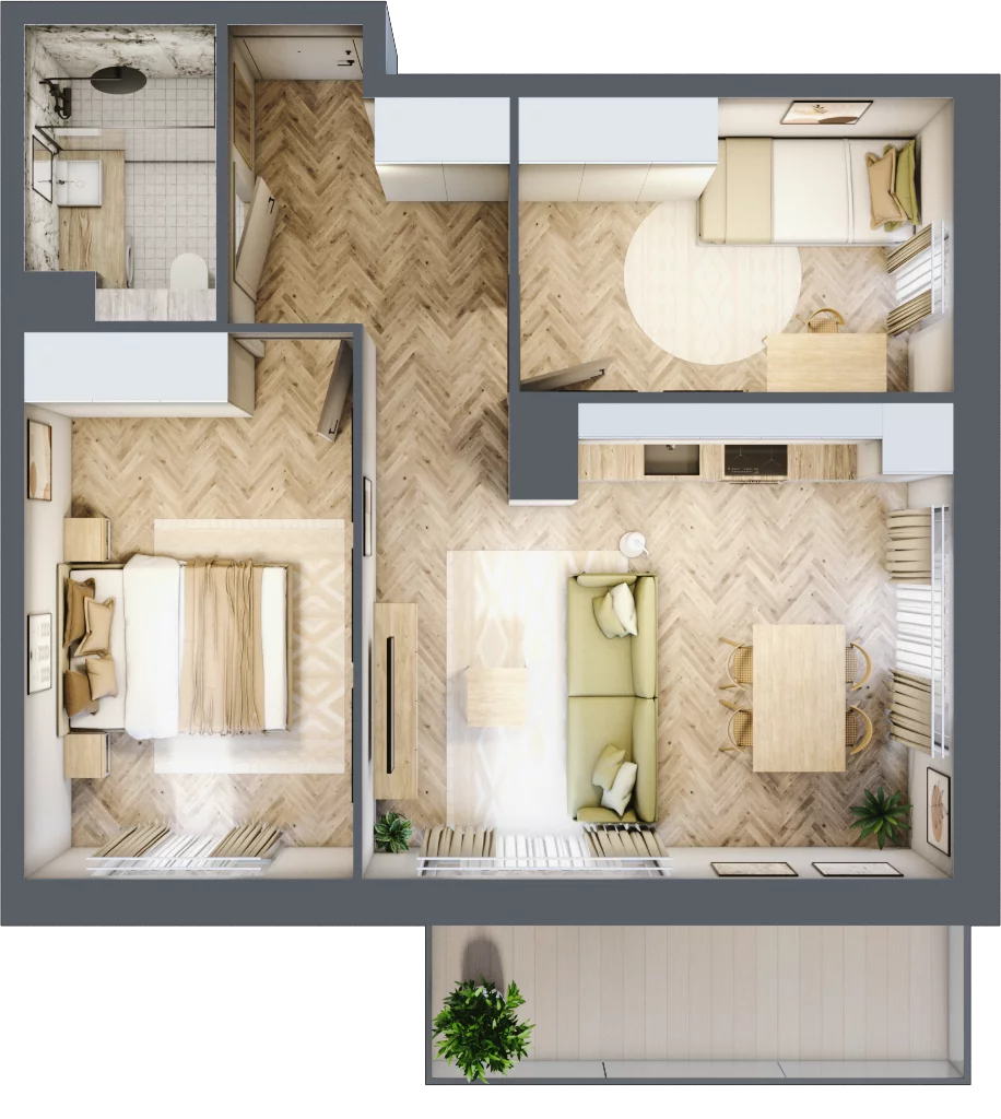 3 pokoje, mieszkanie 52,04 m², piętro 1, oferta nr C50, Osiedle Kompas, Gdańsk, Orunia Górna-Gdańsk Południe, Maćkowy, ul. Czerska 35