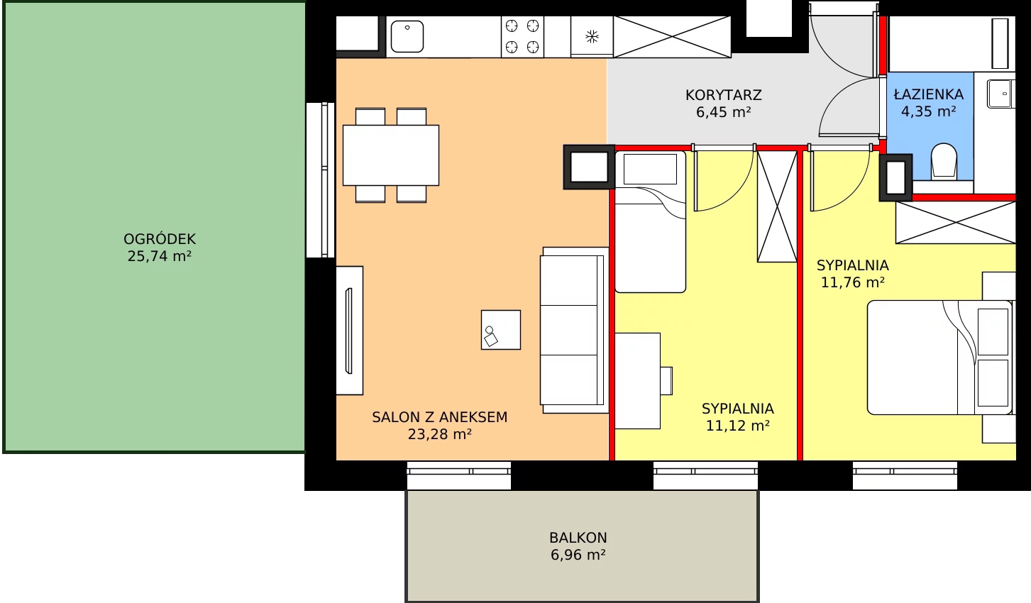 Zalety mieszkania 56.99 m², C82
