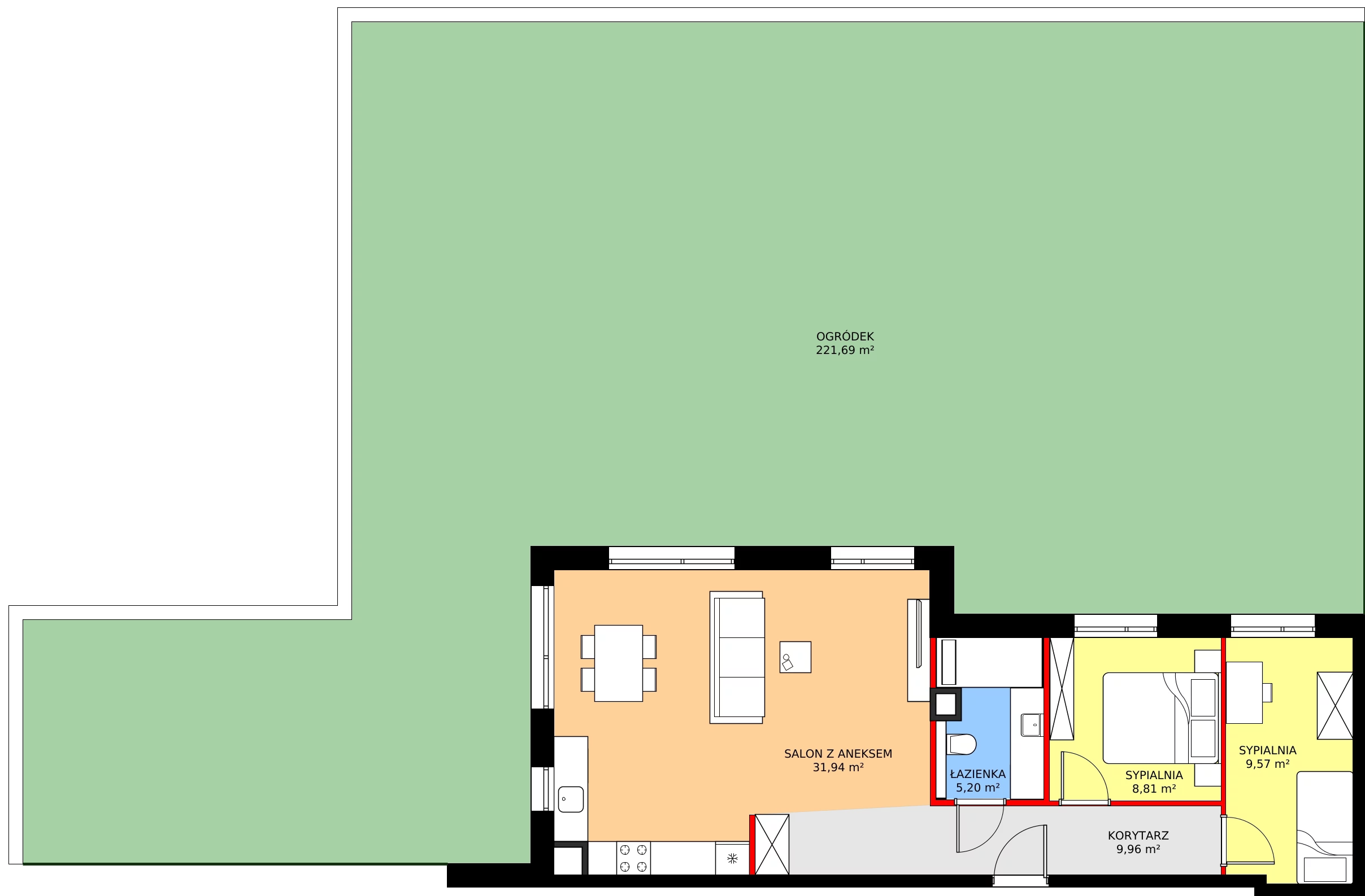 Zalety mieszkania 65.48 m², C04