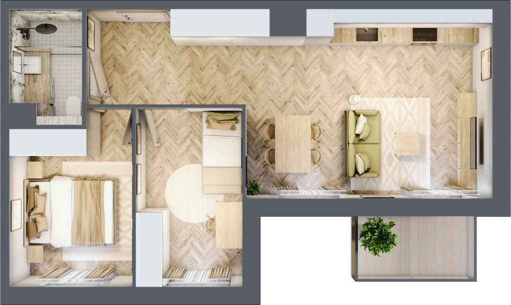 3 pokoje, mieszkanie 52,89 m², piętro 1, oferta nr C06, Osiedle Kompas, Gdańsk, Orunia Górna-Gdańsk Południe, Maćkowy, ul. Czerska 35