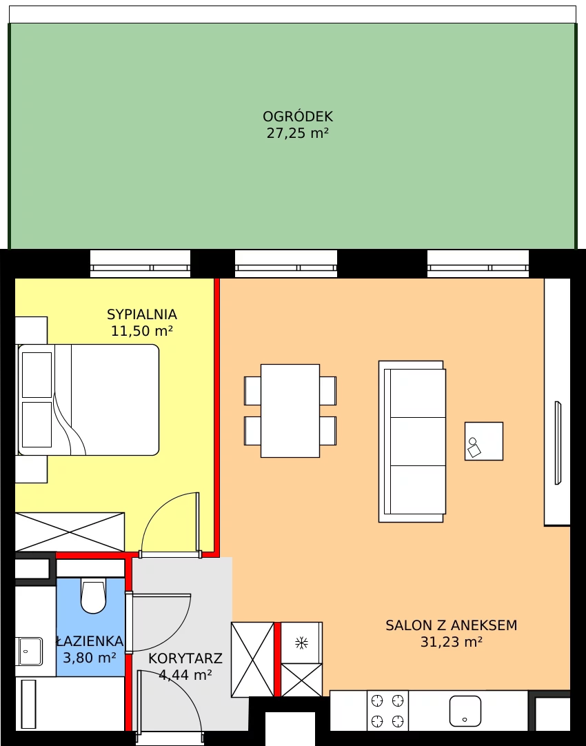 Zalety mieszkania 50.97 m², C34