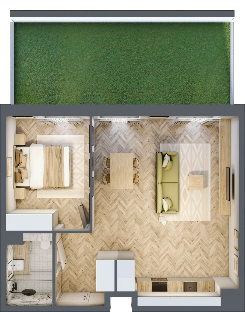 2 pokoje, mieszkanie 50,97 m², parter, oferta nr C34, Osiedle Kompas, Gdańsk, Orunia Górna-Gdańsk Południe, Maćkowy, ul. Czerska 35