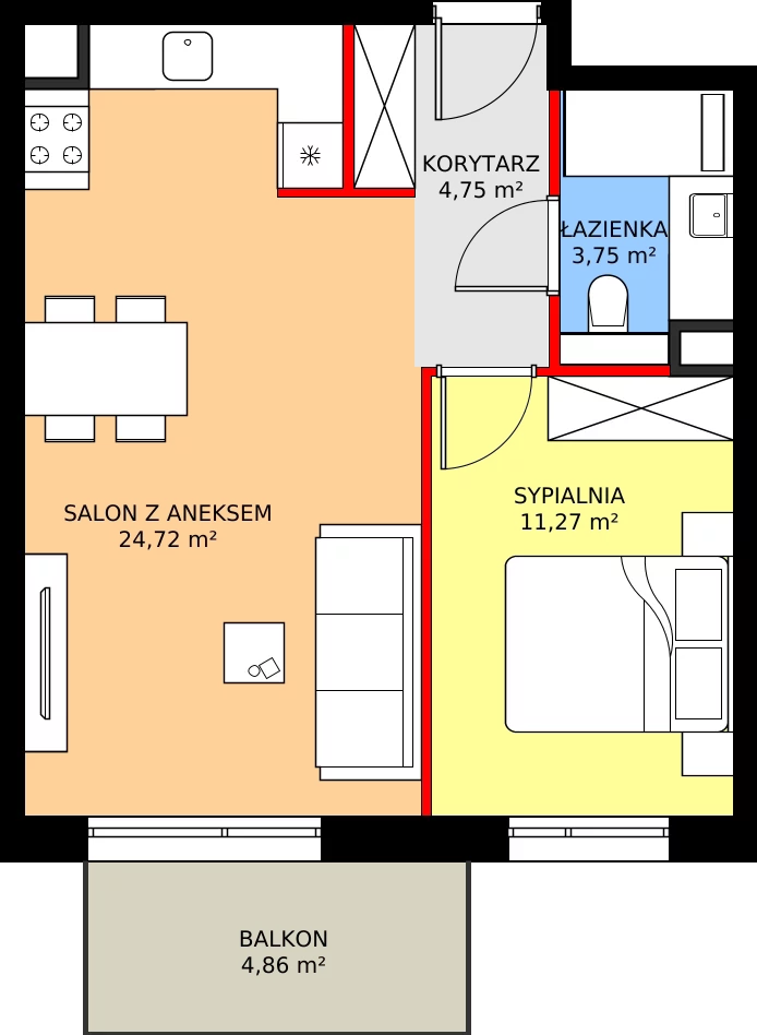 Zalety mieszkania 44.49 m², C79