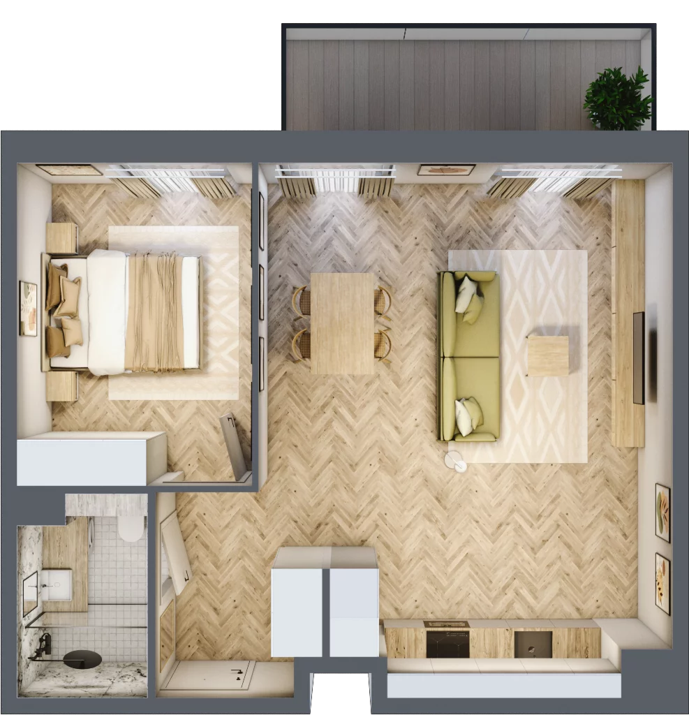2 pokoje, mieszkanie 50,97 m², piętro 1, oferta nr C48, Osiedle Kompas, Gdańsk, Orunia Górna-Gdańsk Południe, Maćkowy, ul. Czerska 35