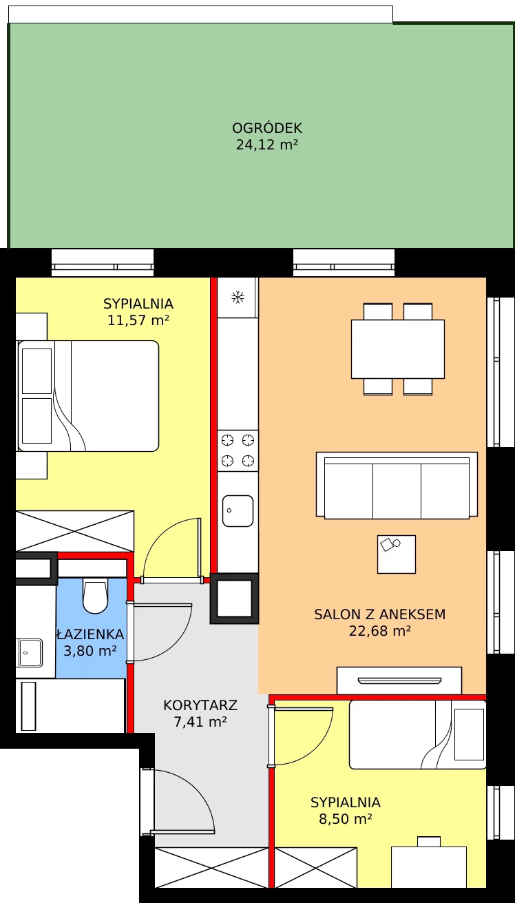 Zalety mieszkania 53.96 m², C35