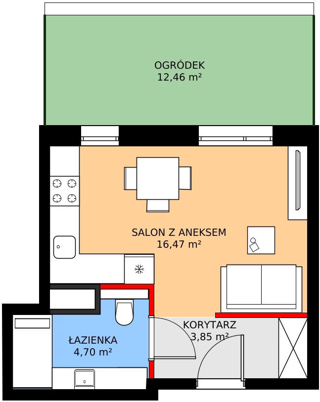 Zalety mieszkania 25.02 m², C31